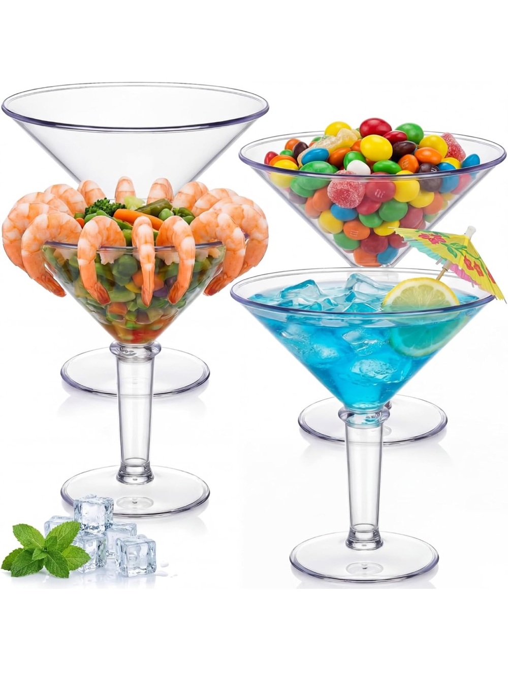 Giant Plastic Martini Glasses - Set of 4